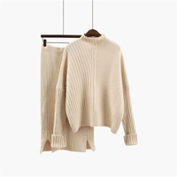 Ensemble Pull et Pantalon Personnalisé pour Femme, Ensemble Pull Deux Pièces Femme Hiver, Couleur Unie, Ensemble Hiver Femme