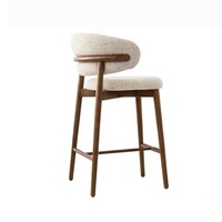 Chaise de bar rembourrée moderne, tabouret de bar en bois massif nordique, tabouret de comptoir contemporain, mobilier de bar de restaurant de luxe