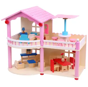 Casa de juegos para niños, casa de juguete de cocina, villa, casa de muñecas de madera