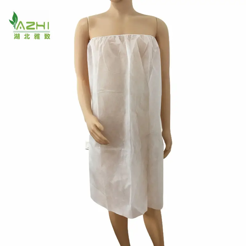 Factory Supply Tattoo Ladies Dress Disposable Non Woven Spa Dress white Single Use Beauty Dresses Elastic Chest