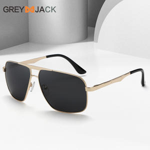 Gafas de sol para hombre Grey Jack, montura metálica dorada, polarizadas, UV400, antideslumbrantes, con bisagras de resorte, gafas para conducir - Product Image 4
