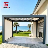 Pergola de jardin en aluminium à lames orientables, personnalisable en usine, résistante à la pluie, écologique, avec couverture de gazebo intégrée