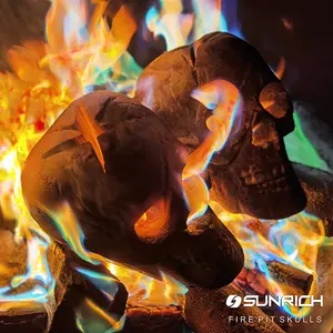 Sunrich Tengkorak Lubang Api Serat Keramik, untuk Log Kerajinan Perapian Gas Dekorasi Api