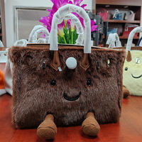 Sac à bandoulière portable en peluche pour femme, motif visage souriant, idéal pour Noël – Nouvelle collection hiver, personnalisable en usine.