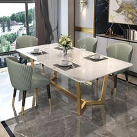 Italienischer Quadratischer Esstisch aus Gesintertem Stein Luxuriöse Basis für 4-6 Personen für Zuhause Hotel Restaurant