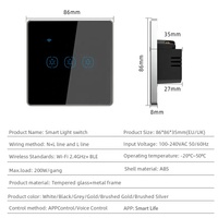 Interruptor WiFi Estándar Europeo para Smart Life, Sin Neutro, OEM/ODM, Diseño de Lujo, Interruptor Táctil Inteligente, 220V 10A, 3 Canales