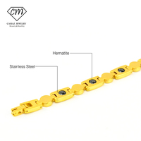 Bracelet magnétique 3 tons pour femme Hoonni, bracelet de thérapie magnétique en coquille d'ormeau, acier inoxydable 316L, bijou énergétique 4-en-1