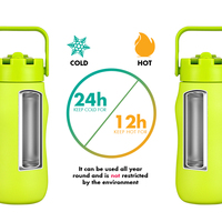 Bouteille isotherme à double paroi en acier inoxydable de 1 L, design gourde, sans BPA, avec bouche large, pour boissons sportives, personnalisable, 14/16 oz, isolation sous vide, 12-24h