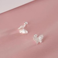 Clous d'oreilles papillon style Ins, en argent S925, hypoallergéniques, pour usage quotidien
