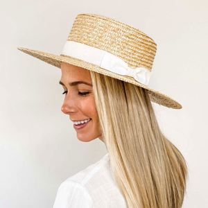 Bachelorette Party Gift Hat Adjustable Straw Sun With Ribbon Embroidery Bride Beach Boater Hats - Product Image 3