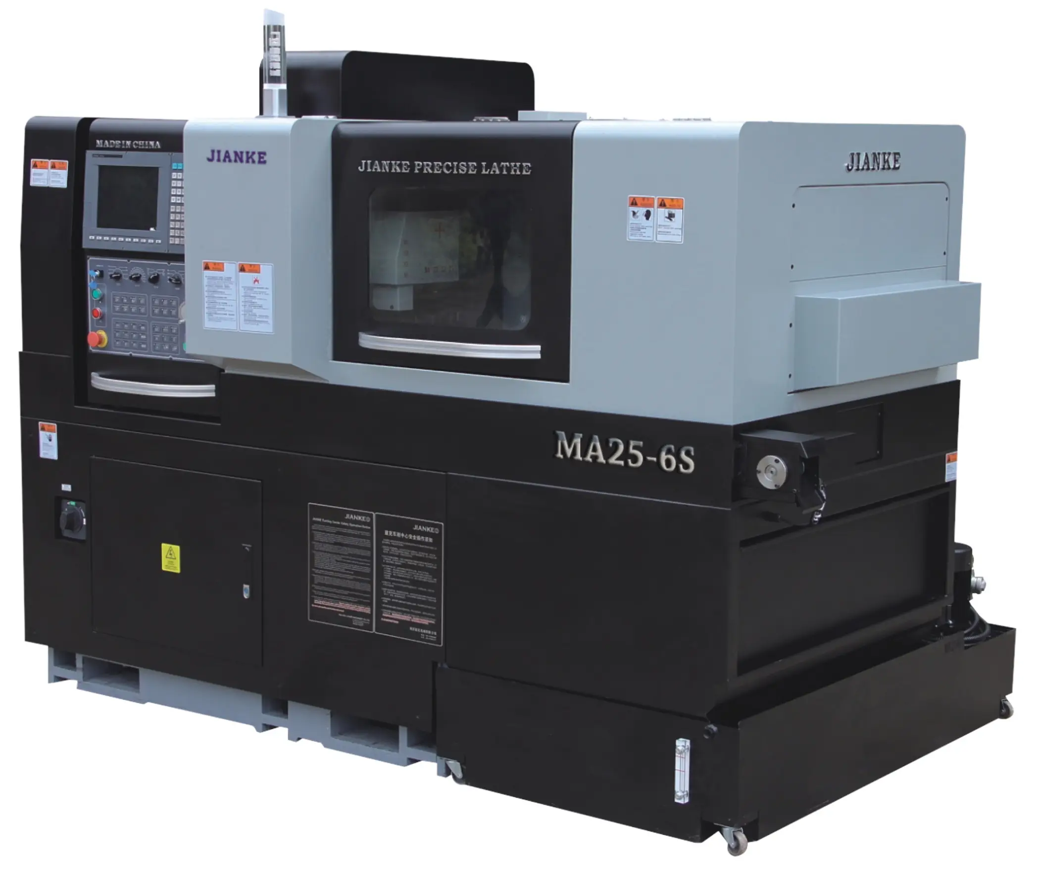 JIANKE MA256S double spindle Swiss Type Cnc Lathe With barfeeder For High-Gloss And High-Brightness Decorative Parts