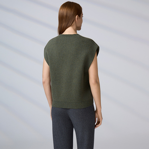 Casual <b>Wool</b> Knit Layering Batwing Shoulder Sleeveless Pullover with Pockets Solid Color V Neck Knit <b>Vest</b> for Women - Product Image 6
