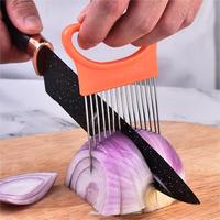 Roestvrijstalen uienhouder, snijhulp voor voedsel, multicolor groente- en fruitsnijder, snijhulp voor de keuken