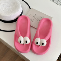 Vente en gros de tongs de plage et de sport personnalisées pour hommes et femmes en EVA, style promenade, colorées, à grands yeux amusants, avec amorti, pour l'été