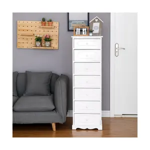 New Design Modern Solid Wooden Storage Cabinet Tall Chest Of Drawer White For Home