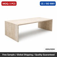 Table basse en travertin pour salon, vente en gros OEM&ODM, table rectangulaire en pierre, table moderne en travertin beige pour maison et villa