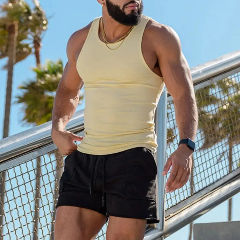 2023 Summer fitness sports casual men's I-line muscle vest men Men tank tops