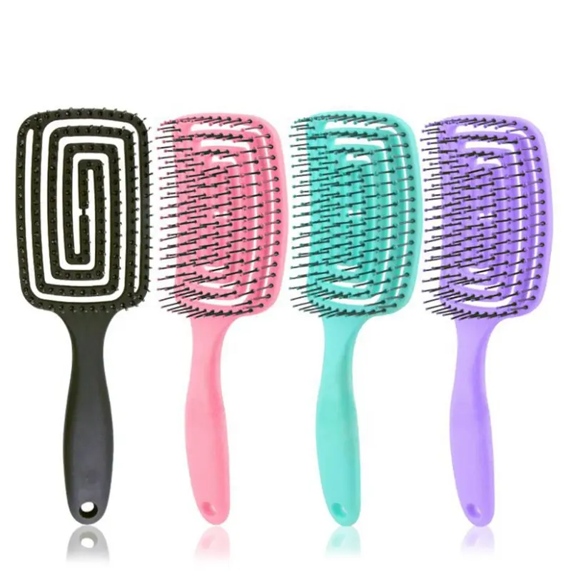 professional Curved Vent Mosquito Coils Shape Plastic Breathable Dry and Wet Shower Curly Hair Washing Grooming Detangling Brush