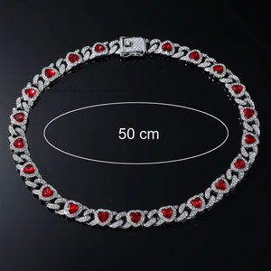 สร้อยคอรูปหัวใจแบบโอเวอร์ไซส์, สร้อยคิวบันเชน, สร้อยข้อมือแบบหัวเข็มขัด 8 ตัวอักษร, เครื่องประดับแฟชั่น Tanjing, สร้อยคอ Lijing - Product Image 3