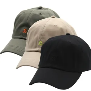Toptan özel nakış logosu 6 Panel ayarlanabilir pamuk baba şapka işlemeli beyzbol şapkası