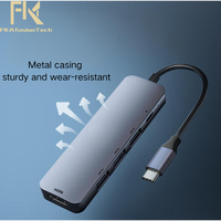 Stasiun Dok Aluminium logam 10 in 1, untuk USB 3.0 dengan Transfer Data 5GBPS untuk HP Laptop kantor