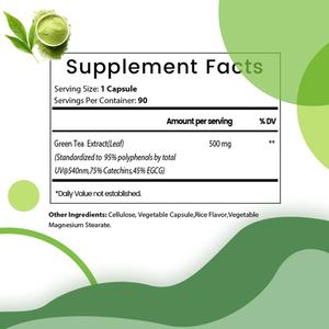 Cápsulas de Extracto de Té Verde, Antioxidante, Energía Diaria, Control de Peso, Suplemento Energético, Suplemento para la Salud - Product Image 2