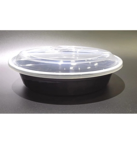 Contenants alimentaires jetables en plastique PP noir HACAMY à 3 compartiments avec couvercles hermétiques, compatibles congélateur, bols à emporter en vrac - Product Image 1