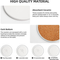 Dessous de verre en céramique Boisson absorbante en liège Joli design Ensemble de sous-verres personnalisés Ensemble de supports Sous-verres en céramique vierges