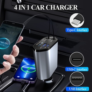 Caricabatterie da Auto Retrattile 100W 4 in 1 USB-C con Ricarica Rapida PD 20W per iPhone 17 16 15 14 13 12 11 Pro Max <span class=keywords><strong>Samsung</strong></span> Xiaomi - Product Image 5
