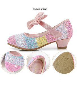 Kids Sequined Party Dress Shoes <strong>for</strong> <strong>Teen</strong> Girls Breathable Leather Princess Shoes with Soft round Toe and High <strong>Heels</strong> <strong>for</strong> Spring - Product Image 6