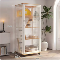 USMILEPET Villa de luxe personnalisable pour chat avec roues, plusieurs tailles, maison pour chat d'intérieur, grande, robuste, structure en bois et métal, facile à déplacer
