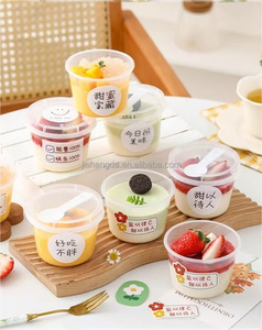 Boîte en plastique PP transparente jetable avec couvercle et cuillère 6oz 4oz 9oz Coupe à dessert ronde carrée pour pudding gelée <span class=keywords><strong>yaourt</strong></span> gâteau - Product Image 5