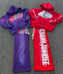 Các Nhà Sản Xuất Cho Hải Quan Quần Áo Thêu Dây Kéo Tracksuit Cổ Điển Axit Rửa Flare Mồ Hôi Và Hoodies Mồ Hôi Phù Hợp Với Người Đàn Ông - Product Image 5