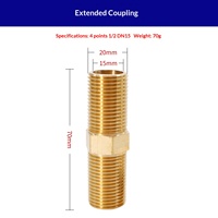 Raccord en laiton fileté double mâle 1/2 pouce, connecteur d'extension pour robinet de salle de bain, adaptateur en cuivre pour raccordement de l'eau de douche