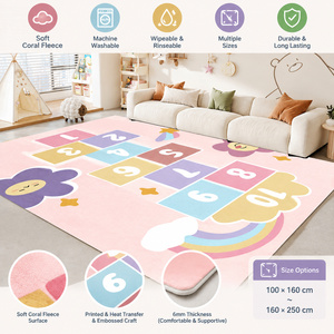 Tapis <span class=keywords><strong>de</strong></span> jeu interactif en polaire corail, motif dessin animé Hopscotch, lavable, rectangulaire, pour chambre, salon, bureau - Product Image 2