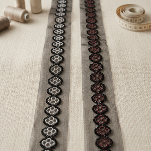 Black Beads Work Burkha Lace Beaded Embroidered Decorative Trim for Abaya Hijab Dress Garments Sewing and Fashion Accessories - Product Image 4