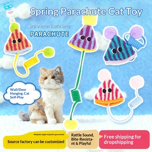 Jouet pour <span class=keywords><strong>chat</strong></span> en peluche de dessin animé, type <span class=keywords><strong>parachute</strong></span> à ressort, pour l'auto-entretenissement et le soulagement de l'ennui, à suspendre à la porte, avec boule de fourrure et bâton de chatouilleur à corde élastique - Product Image 4