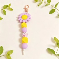 Porte-clés Perles Silicone Fleur Marguerite Tournesol Breloque Sac Ornement Voiture Mignon Cadeau Femmes Filles