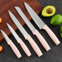 En stock, ensemble de 5 couteaux de cuisine en acier inoxydable, affûtés à la main, couteaux de chef, couteaux à fruits, style minimaliste moderne, vente en gros