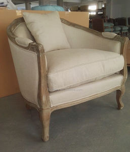 Sofa Antik 1 + 2 + 3 ruang tamu, kain Linen bingkai ukiran kayu antik - Product Image 2