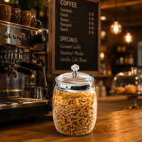 Bocaux alimentaires cylindriques hermétiques en PET transparent avec couvercle à bouton taillé en diamant pour garde-manger, comptoir, pâtisserie, riz, céréales, pâtes, noix