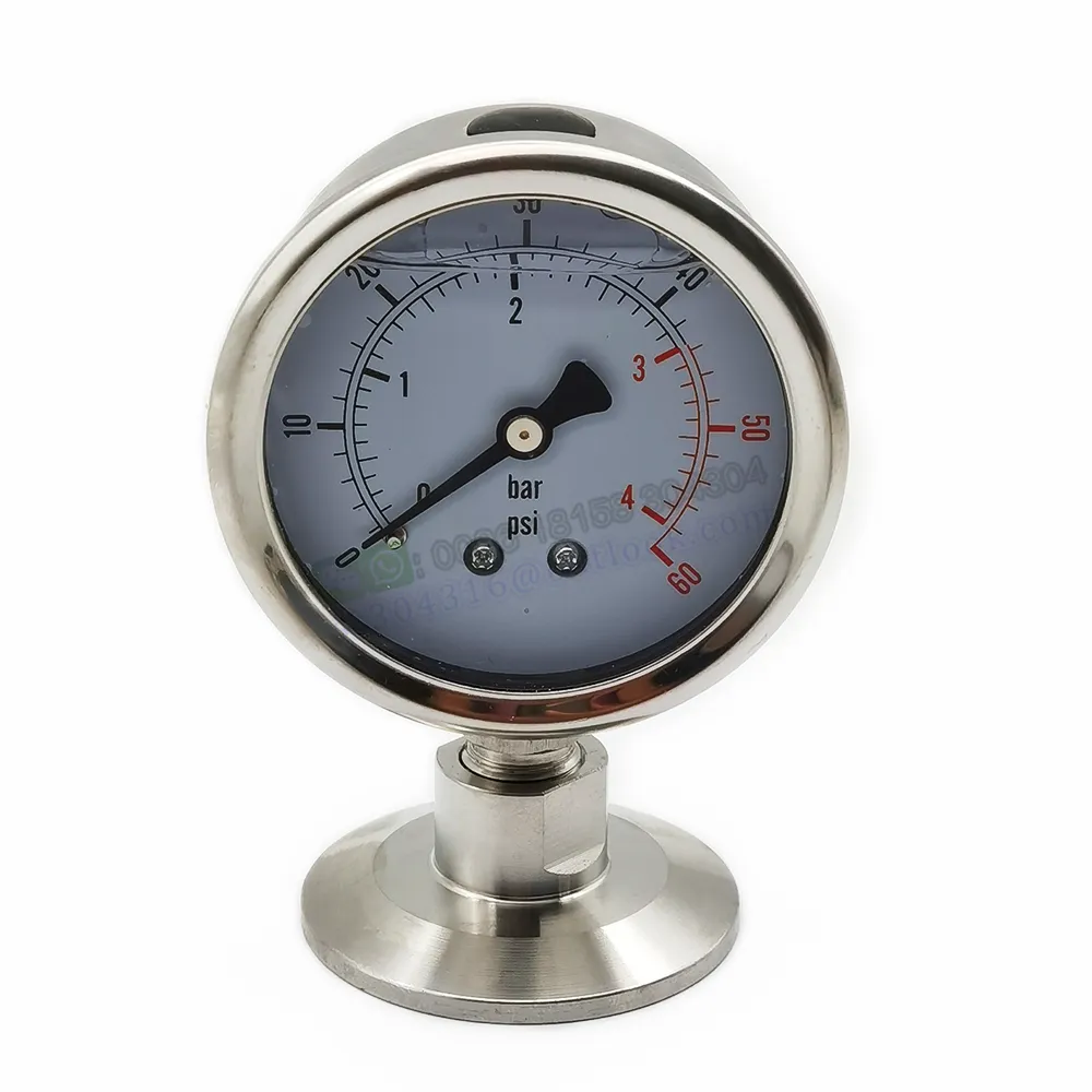 Pressure Gauge 0-60 PSI 1.5" Tri Clamp SS304 Sanitary Tri-Clover Fittings Connectors Home Brew