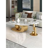 Italienischer Steinplatten-Couchtisch im Luxus-Stil, Oval-Form, Modernes Schlichtes Design, Neuer Stil Wohnzimmermöbel