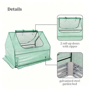 Galvanized Steel Raised <b>Planter</b> Kit Box Outdoor Metal Riased Garden Bed with 2 Zipper Doors Greenhouse - Product Image 4