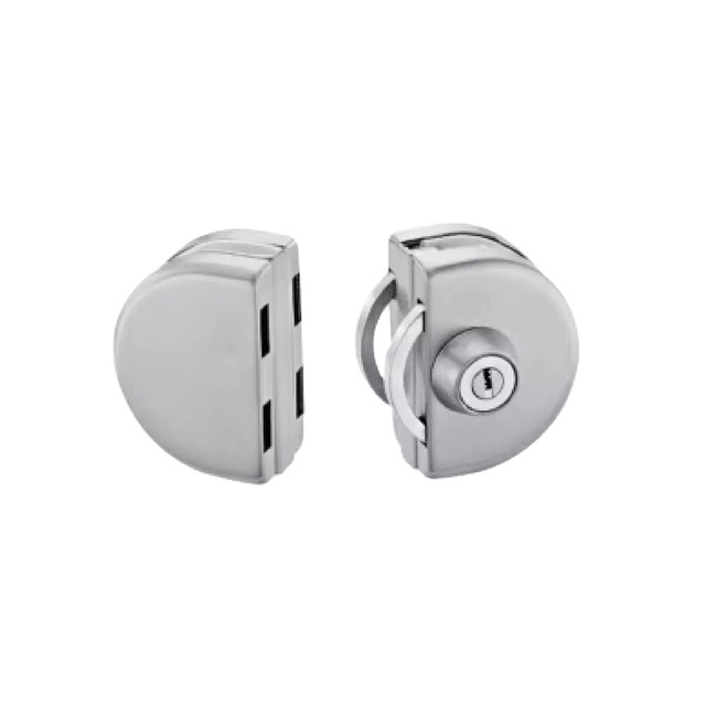 Durable Polished Double Hook Sliding Glass Door Lock with Key Cylinder