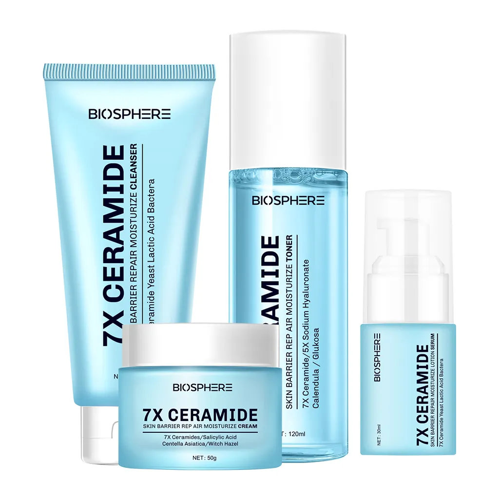 Biosphère marque privée 7X céramide ensemble de soins de la peau bio barrière réparation blanchissant crème hydratante soins du visage kit de soins de la peau