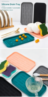 Voedselveilige siliconen afdruipbak, multifunctionele rechthoekige droogmat met afdruiprooster voor keuken, badkamer, beker- en fruitorganizer