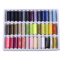 Máquina de rollo de hilo de poliéster 100% de colores mezclados, hilo de coser bordado a mano para Kit de costura casera
