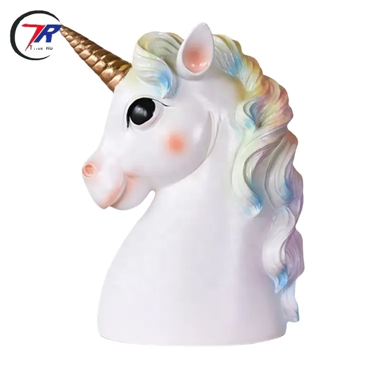 באיכות גבוהה נמוך MOQ unicorn צלמית שרף צלמיות בית תפאורה unicorn ראש צלמית