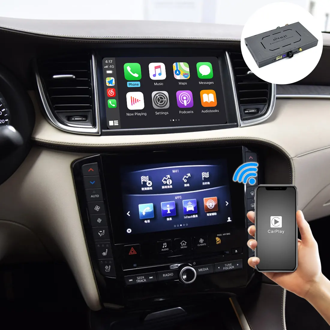 Joyeauto carro sem fio, apple carplay, android, infiniti, 2015-2019, q50, q60, q50l, qx50, 8 polegadas, tela do carro, ios, airplay, espelho